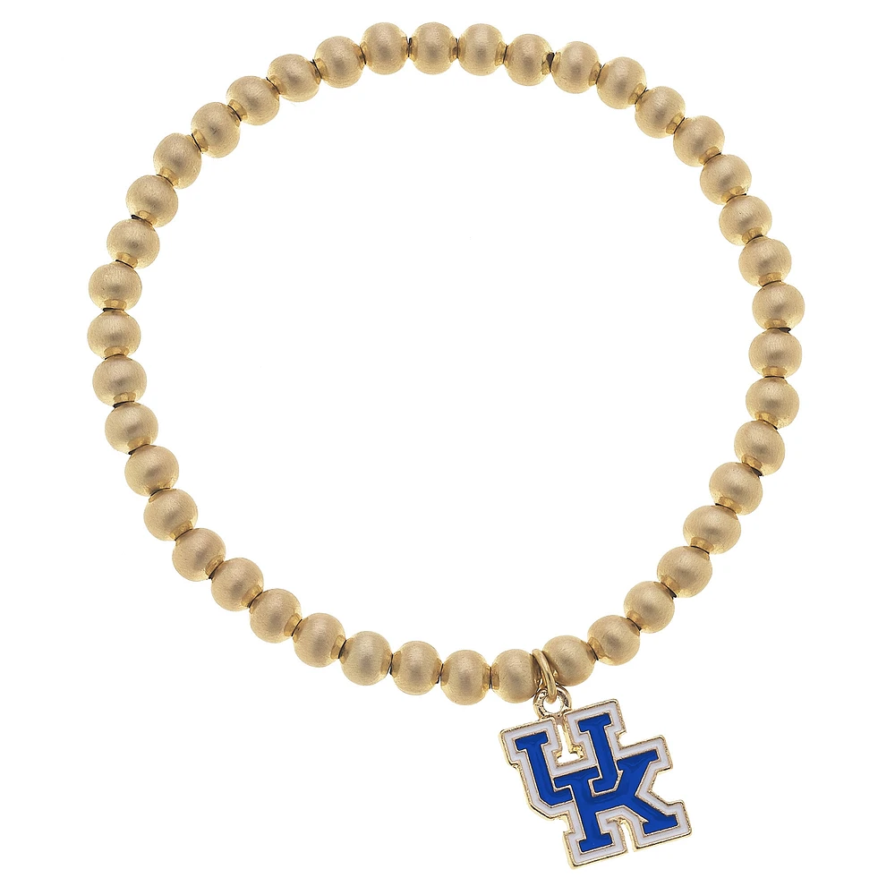 Women' CANVAS Style Kentucky Wildcats Enamel Logo Ball Bead Stretch Bracelet