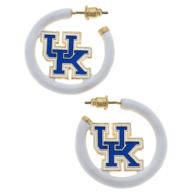 Women' CANVAS Style Kentucky Wildcats Enamel Logo Open Hoop Earring