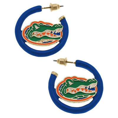 Women' CANVAS Style Florida Gators Enamel Logo Open Hoop Earring