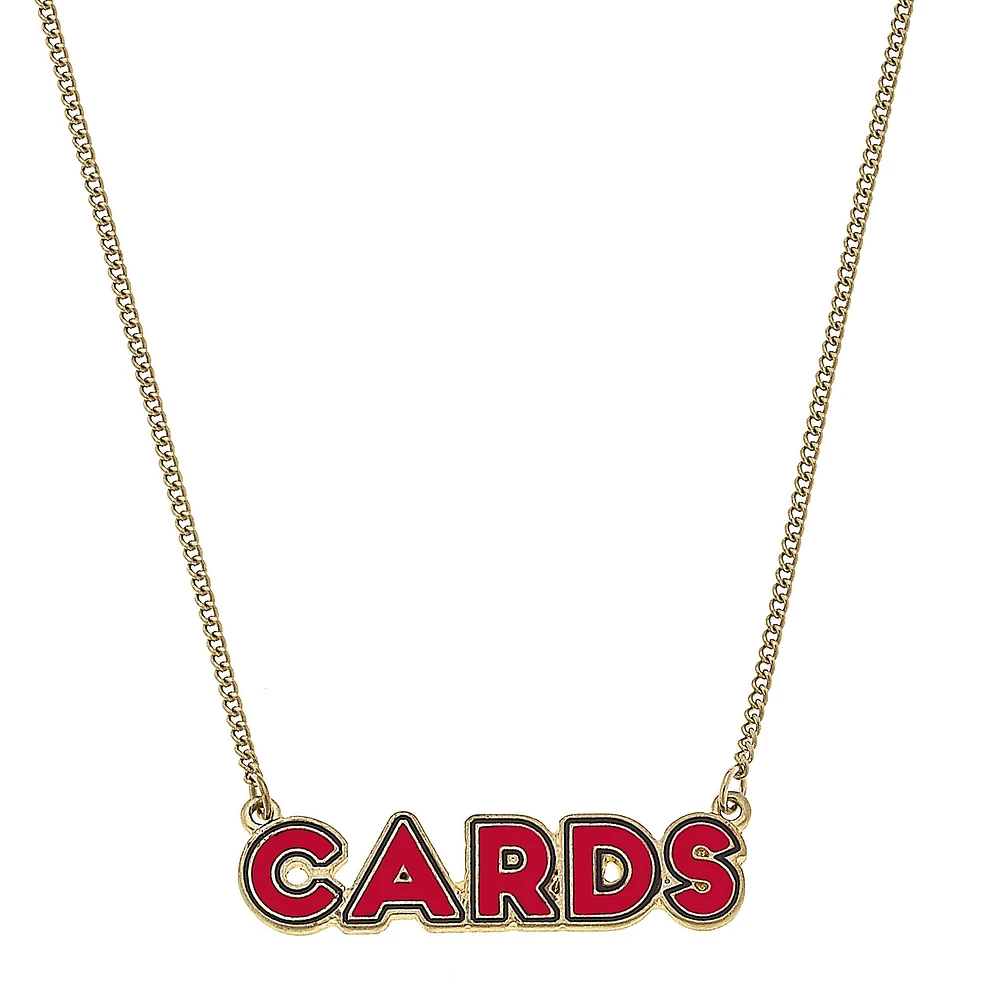 Women' CANVAS Style Louisville Cardinals Enamel Script Outline Necklace