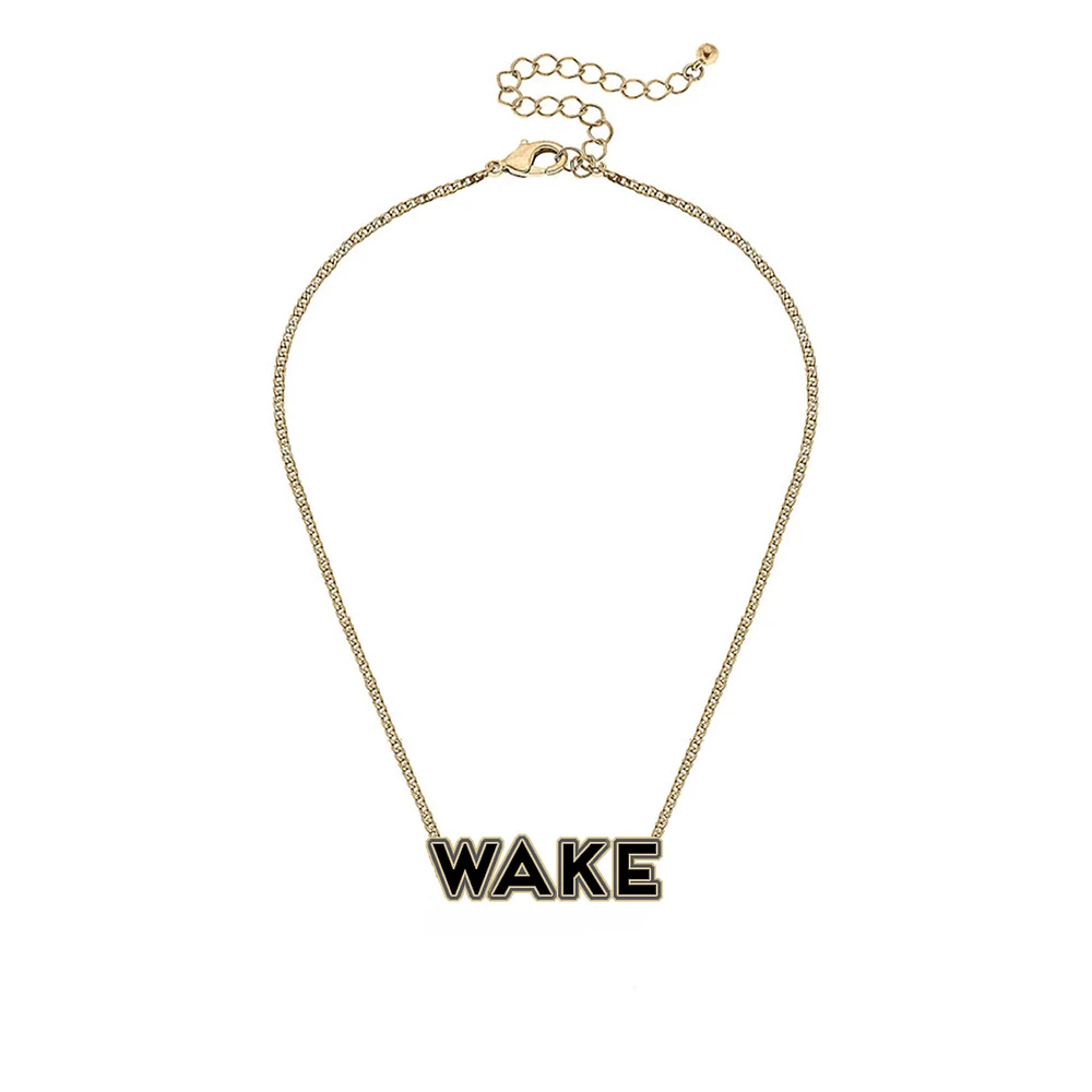 Women' CANVAS Style Wake Forest Demon Deacons Enamel Script Outline Necklace