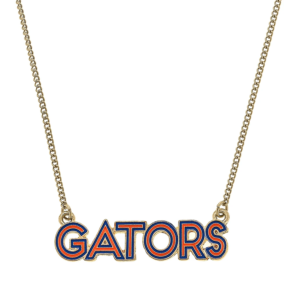 Women' CANVAS Style Florida Gators Enamel Script Outline Necklace