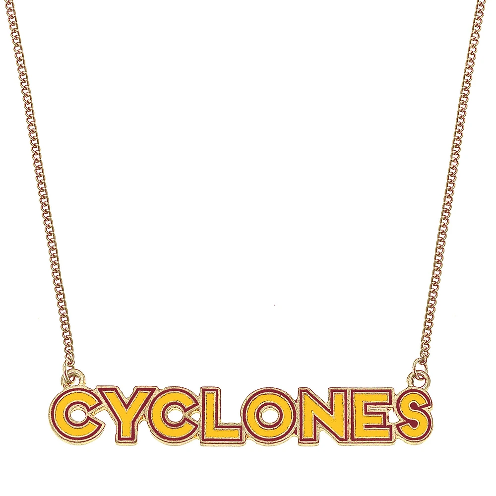 Women' CANVAS Style Iowa State Cyclones Enamel Script Outline Necklace