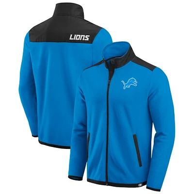Men's Darius Rucker Collection by Fanatics Blue Detroit Lions Color Block Polar Fleece Full-Zip Jacket