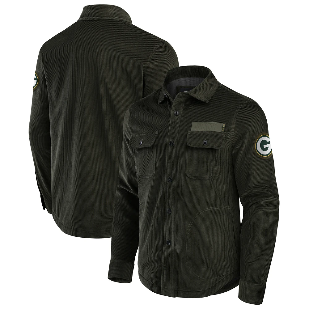 Men's Darius Rucker Collection by Fanatics Dark Green Green Bay Packers Corduroy Full-Button Shacket