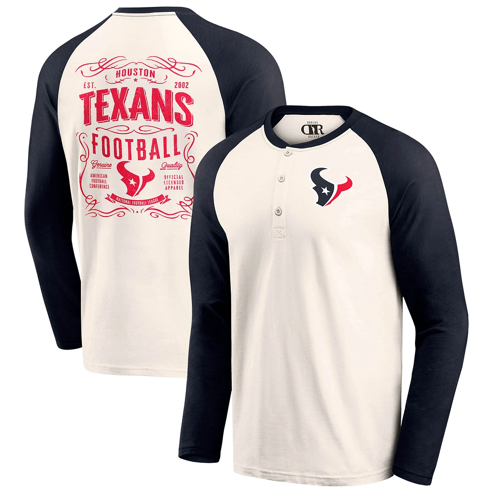 Men's Darius Rucker Collection by Fanatics Cream/Navy Houston Texans Raglan Henley T-Shirt