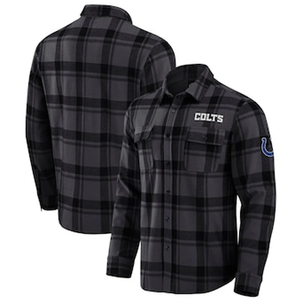 Men's Darius Rucker Collection by Fanatics Black Indianapolis Colts Relaxed Tri-Blend Plaid Button-Up Shirt