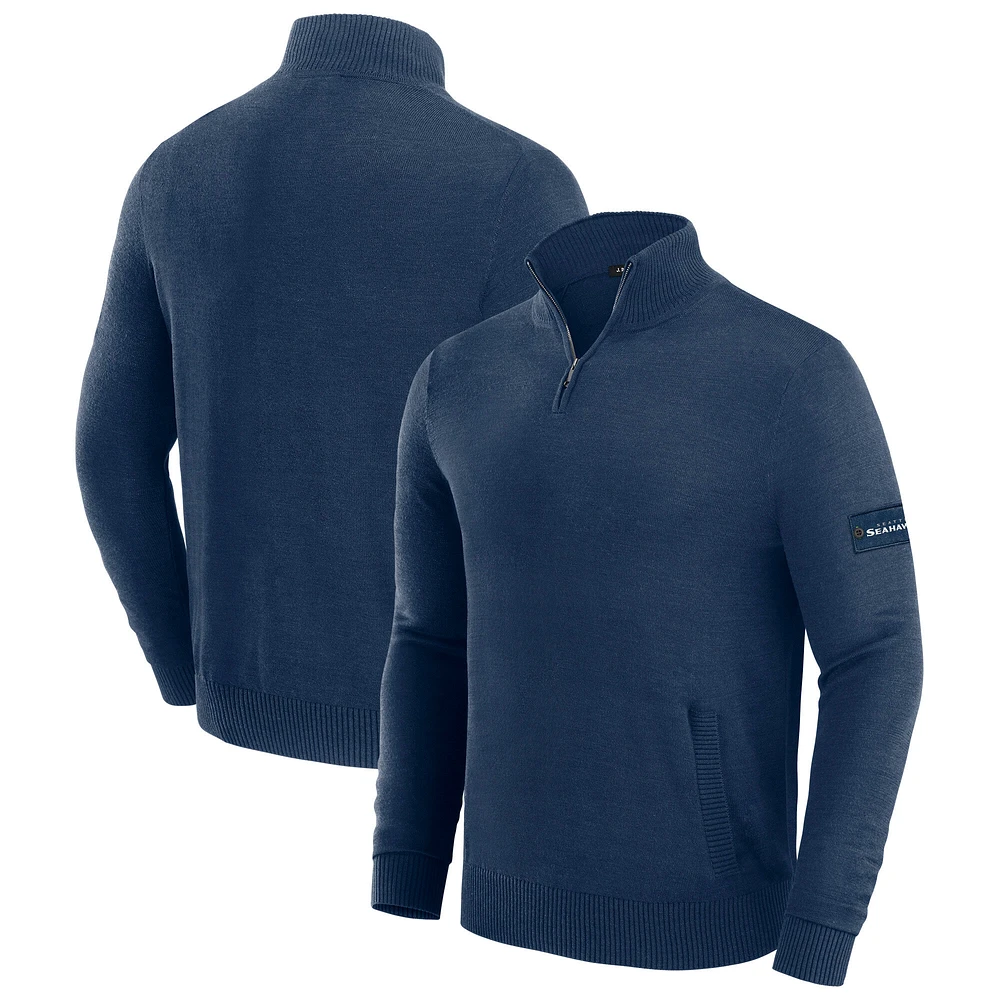Men's J. Palmer Navy Seattle Seahawks Franchise Quarter-Zip Sweater