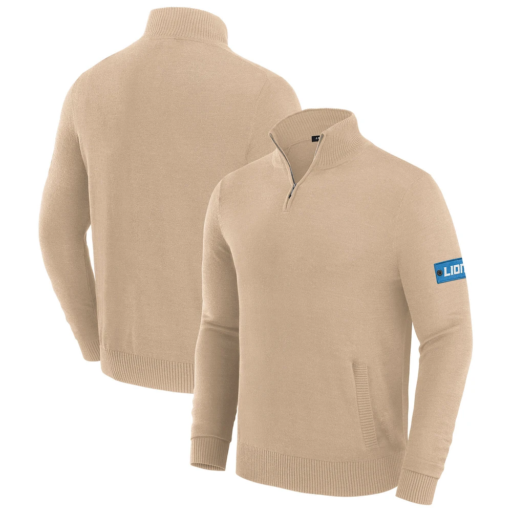 Men's J. Palmer Tan Detroit Lions Franchise Quarter-Zip Sweater
