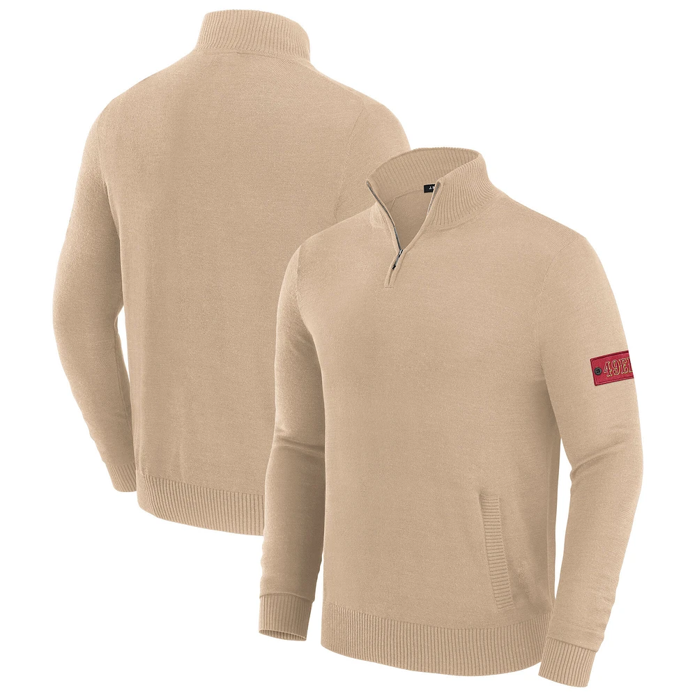 Men's J. Palmer Tan San Francisco 49ers Franchise Quarter-Zip Sweater