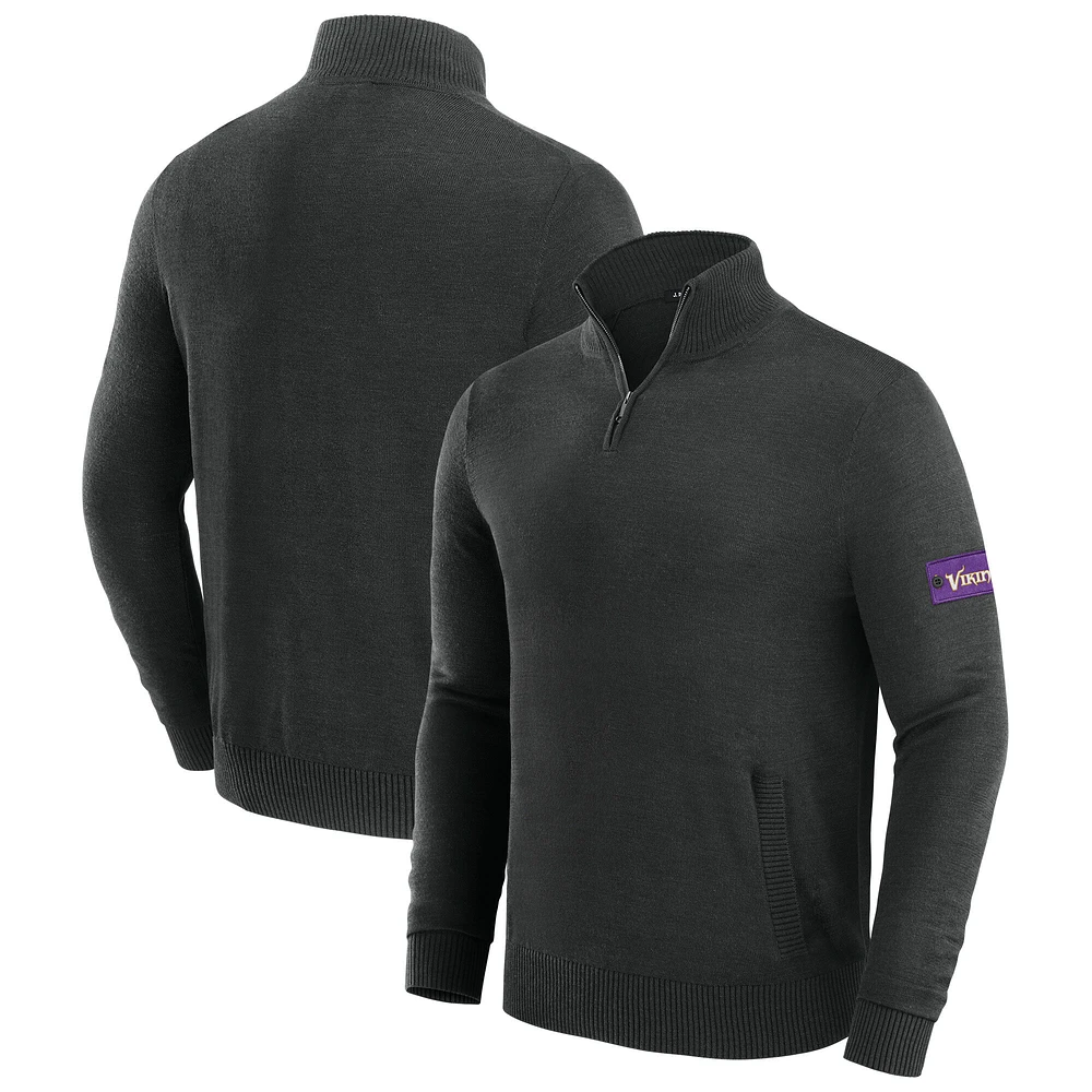 Men's J. Palmer Black Minnesota Vikings Franchise Quarter-Zip Sweater