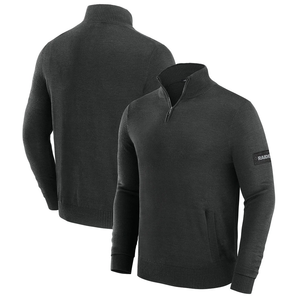 Men's J. Palmer Black Las Vegas Raiders Franchise Quarter-Zip Sweater