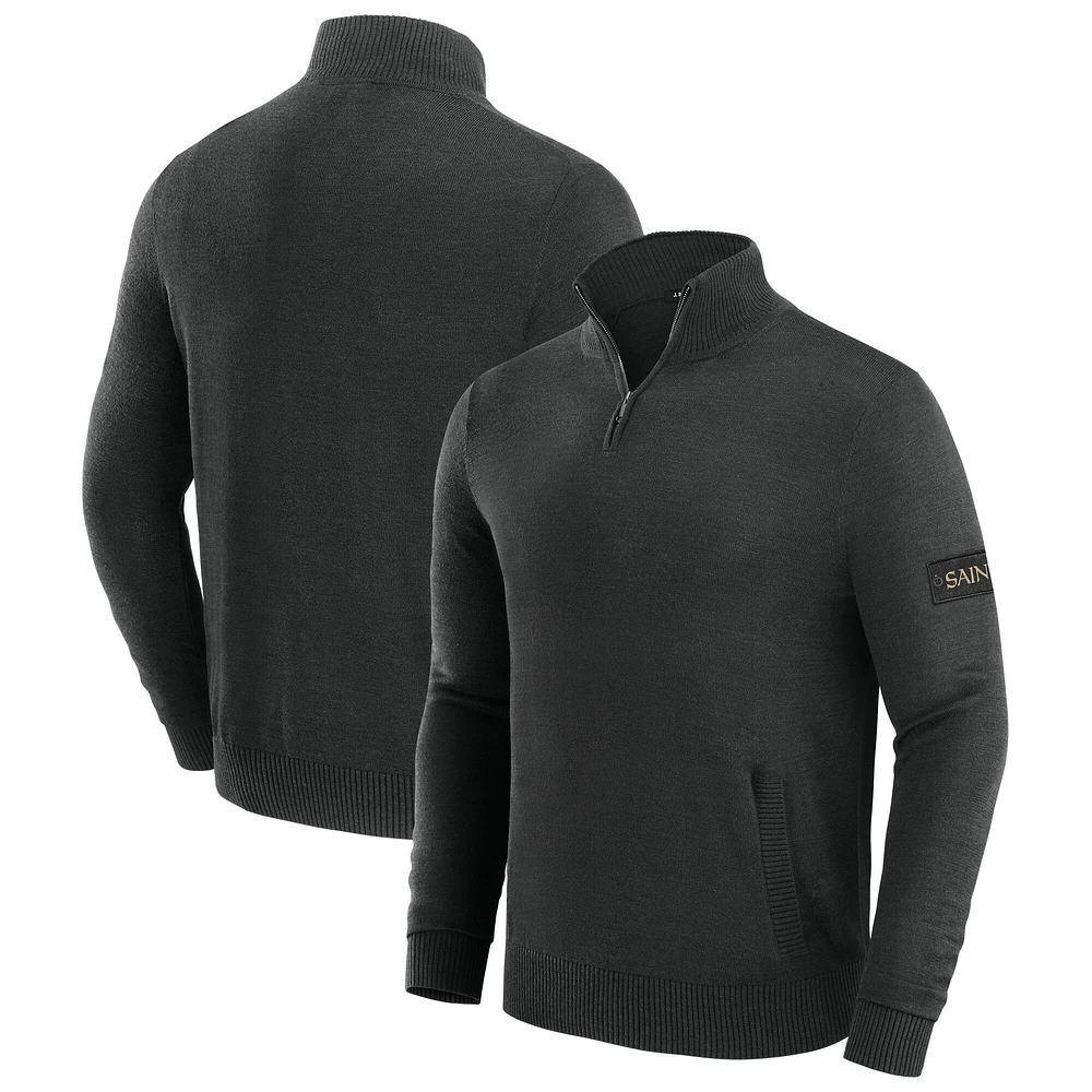 Men's J. Palmer Black New Orleans Saints Franchise Quarter-Zip Sweater
