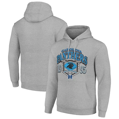 Men's Starter Heather Gray Carolina Panthers 80s Retro Pullover Hoodie