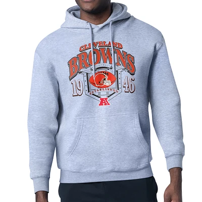 Men's Starter Heather Gray Cleveland Browns 80s Retro Pullover Hoodie