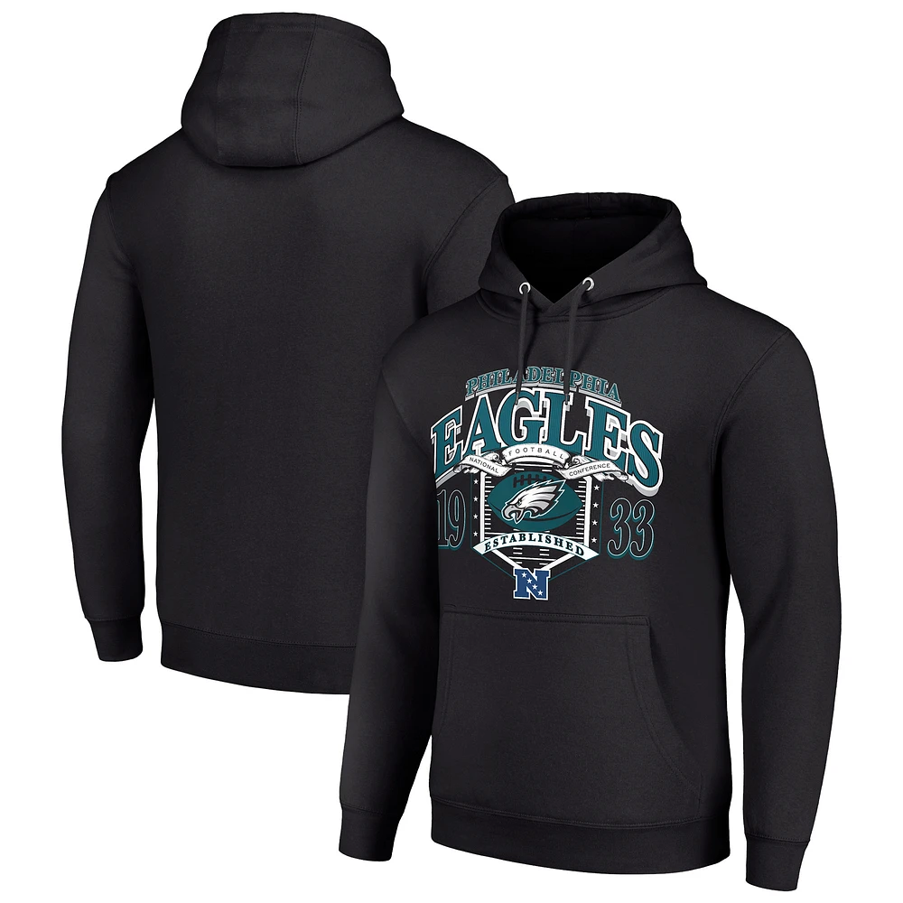 Men's Starter Black Philadelphia Eagles 80s Retro Pullover Hoodie