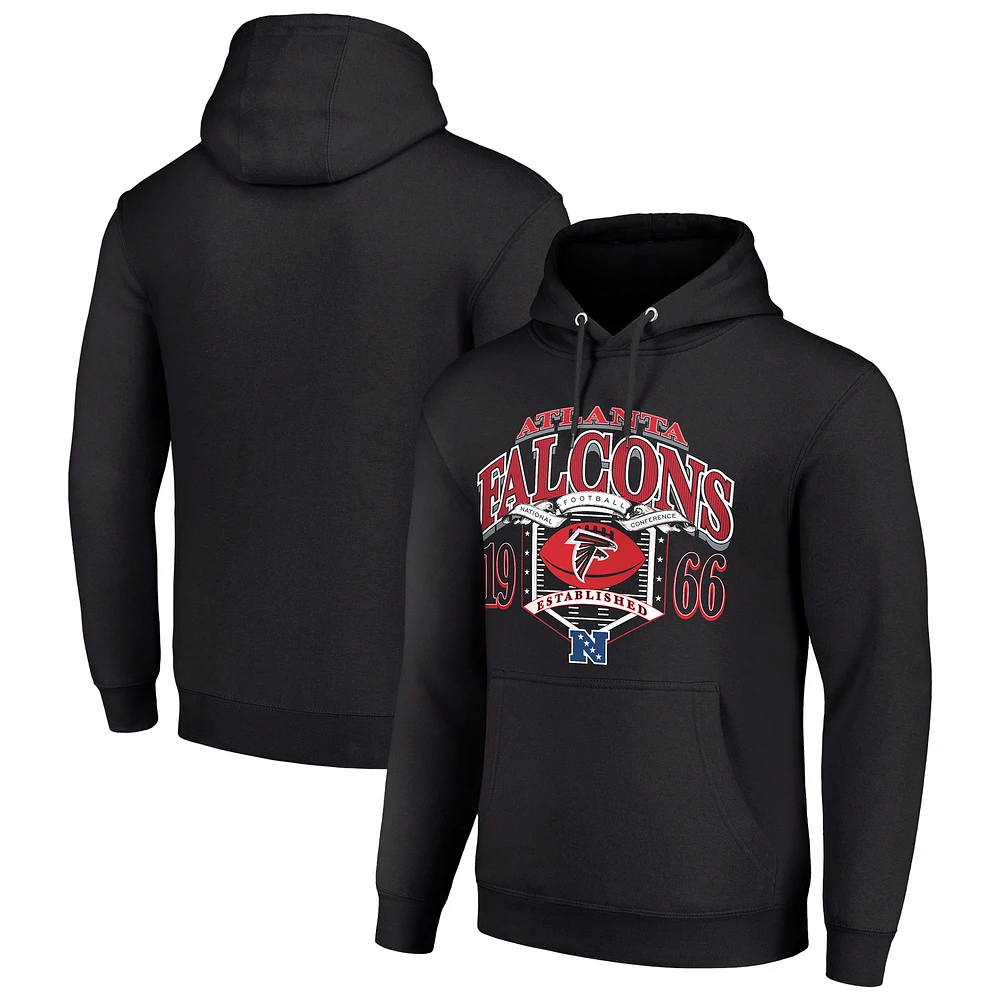 Men's Starter Black Atlanta Falcons 80s Retro Pullover Hoodie