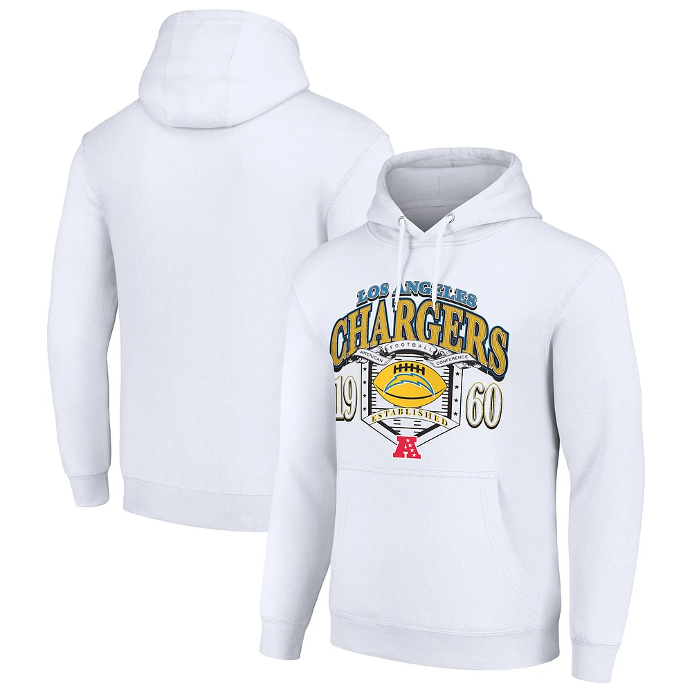 Men's Starter White Los Angeles Chargers 80s Retro Pullover Hoodie