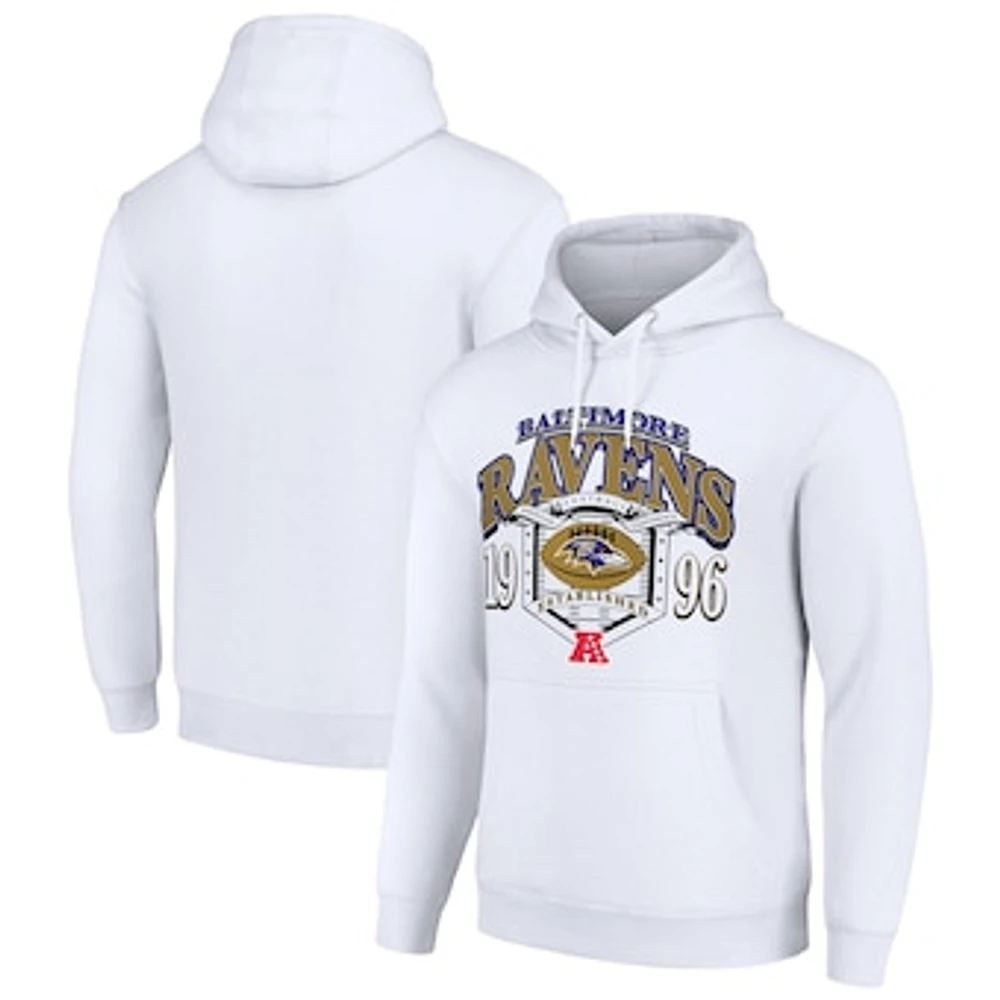 Men's Starter White Baltimore Ravens 80s Retro Pullover Hoodie