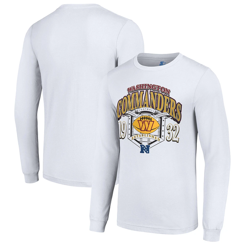 Men's Starter White Washington Commanders Retro Long Sleeve Graphic T-Shirt
