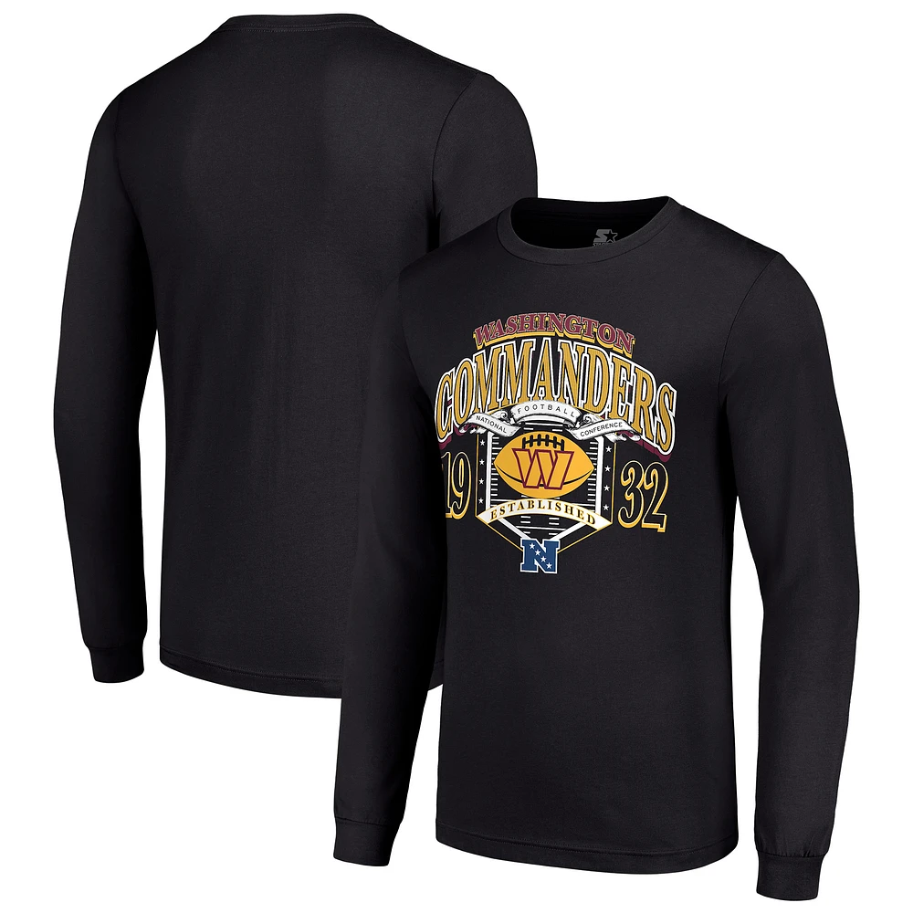 Men's Starter Black Washington Commanders Retro Long Sleeve Graphic T-Shirt