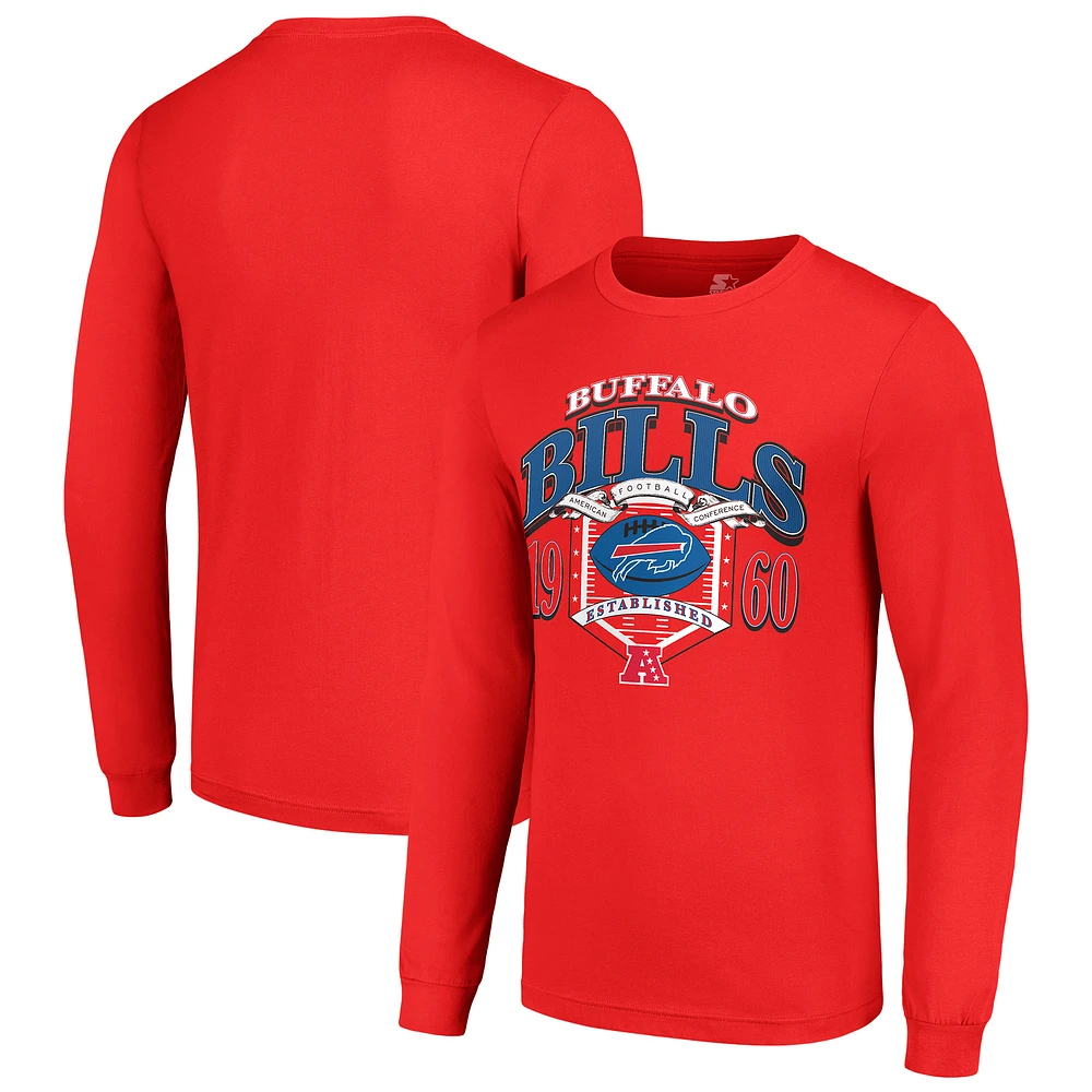Men's Starter Red Buffalo Bills Retro Long Sleeve Graphic T-Shirt