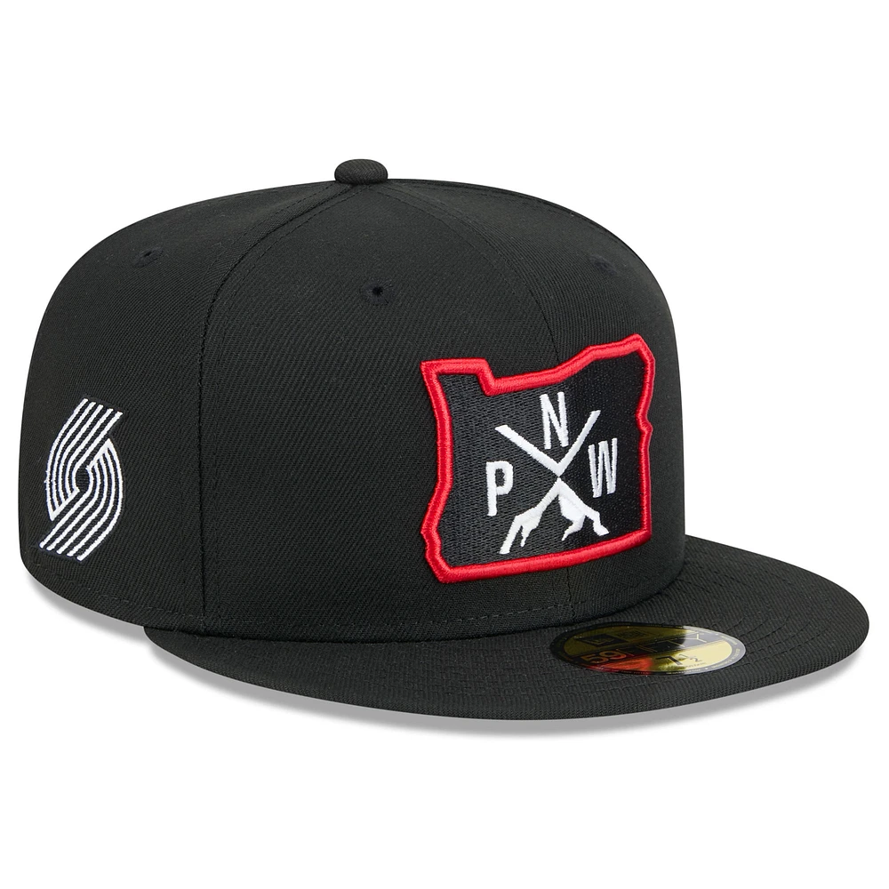 Men's New Era Black Portland Trail Blazers 2024/25 City Edition Alternate 59FIFTY Fitted Hat