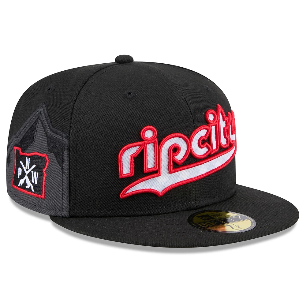 Men's New Era Black Portland Trail Blazers 2024/25 City Edition 59FIFTY Fitted Hat