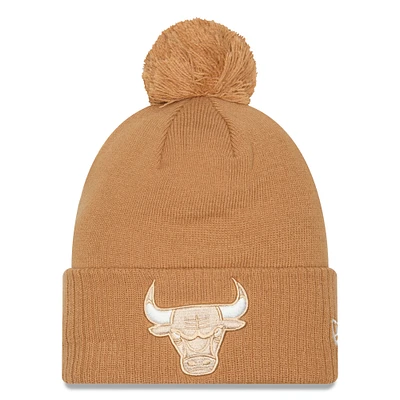 Men's New Era Tan Chicago Bulls 2024/25 City Edition Cuffed Knit Hat with Pom