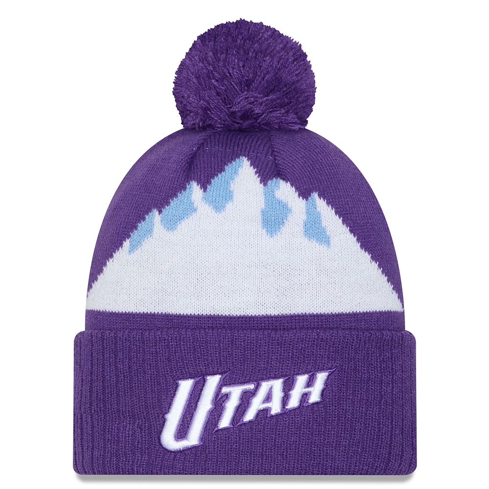 Men's New Era Purple Utah Jazz 2024/25 City Edition Cuffed Knit Hat with Pom