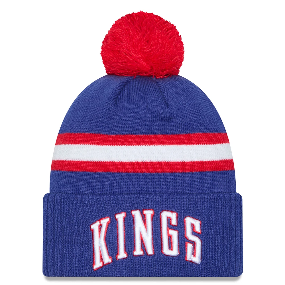 Men's New Era Blue Sacramento Kings 2024/25 City Edition Cuffed Knit Hat with Pom