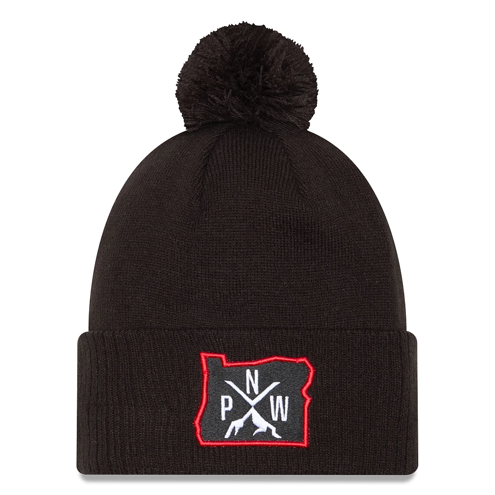 Men's New Era Black Portland Trail Blazers 2024/25 City Edition Cuffed Knit Hat with Pom