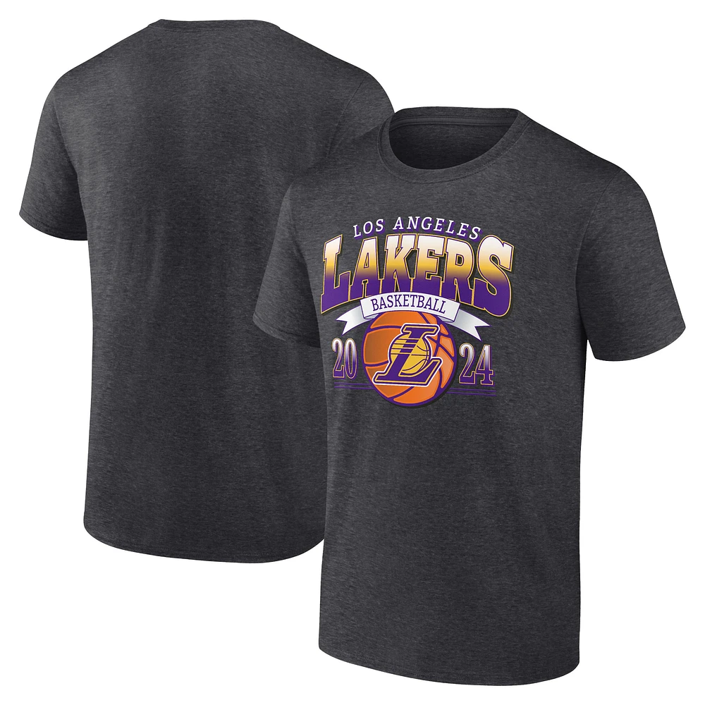 Men's Charcoal Los Angeles Lakers Fast Break Finisher T-Shirt