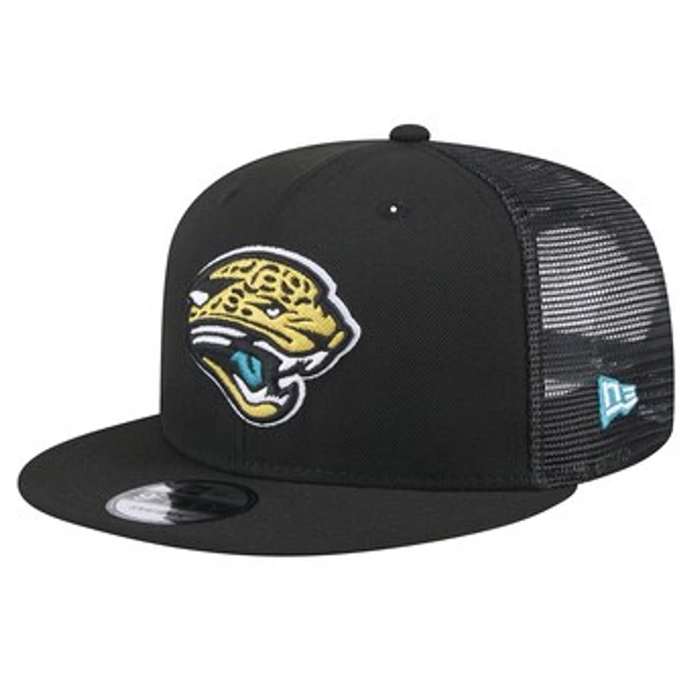 Men's New Era Black Jacksonville Jaguars Throwback Logo Shade Trucker 9FIFTY Snapback Hat