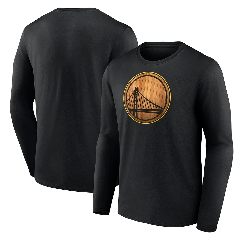 Men's Black Golden State Warriors Hardwood Long Sleeve T-Shirt