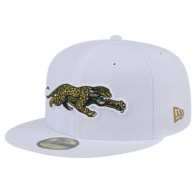 Men's New Era White Jacksonville Jaguars Throwback Crawl Omaha 59FIFTY Fitted Hat