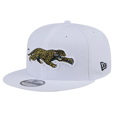 Men's New Era White Jacksonville Jaguars Throwback Crawl Standard 9FIFTY Snapback Hat