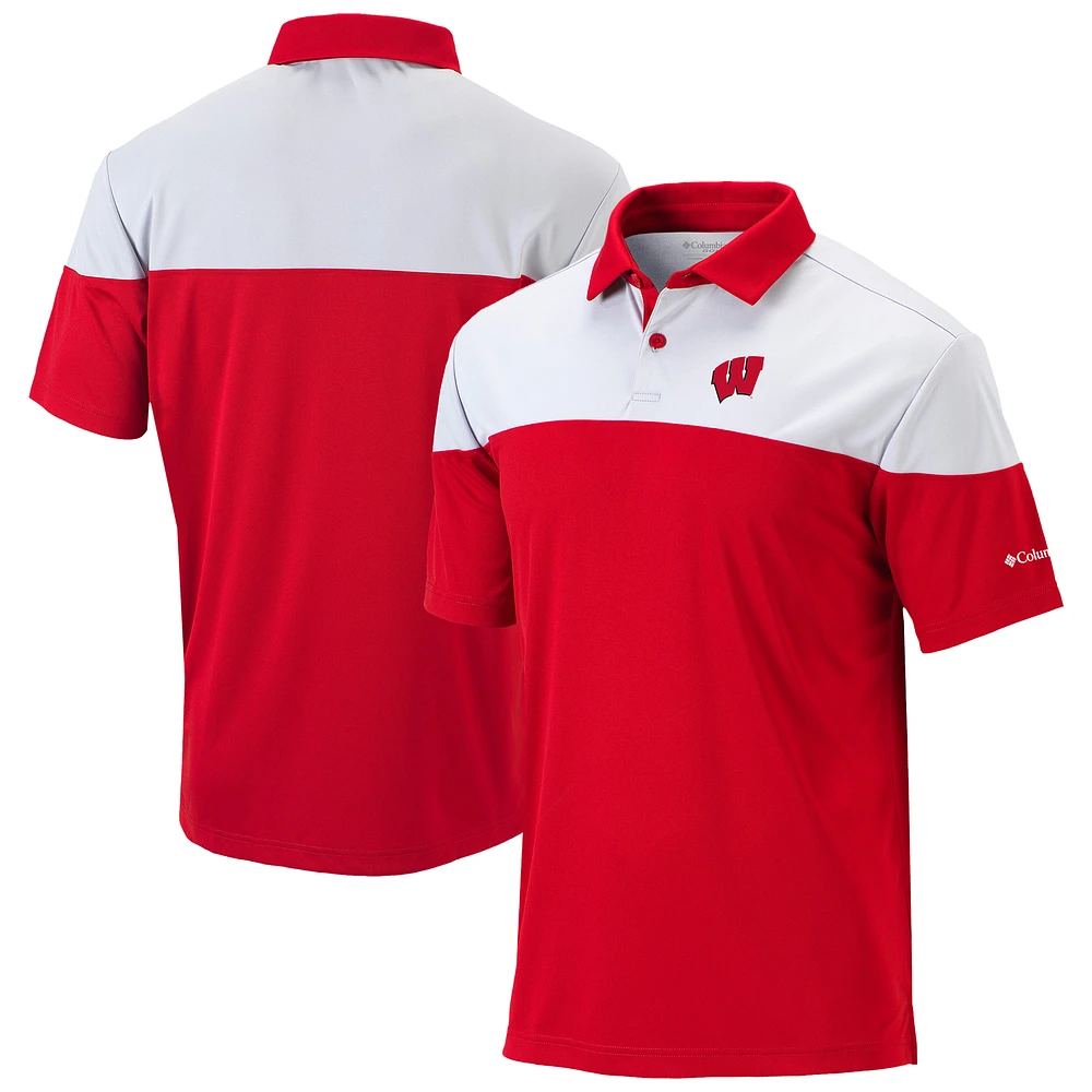 Men's Columbia Red Wisconsin Badgers Best Ball Omni-Wick Polo