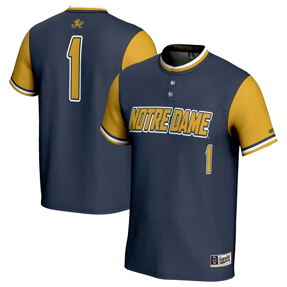 Youth GameDay Greats #1 Navy/Gold Notre Dame Fighting Irish Softball Lightweight Fashion Jersey