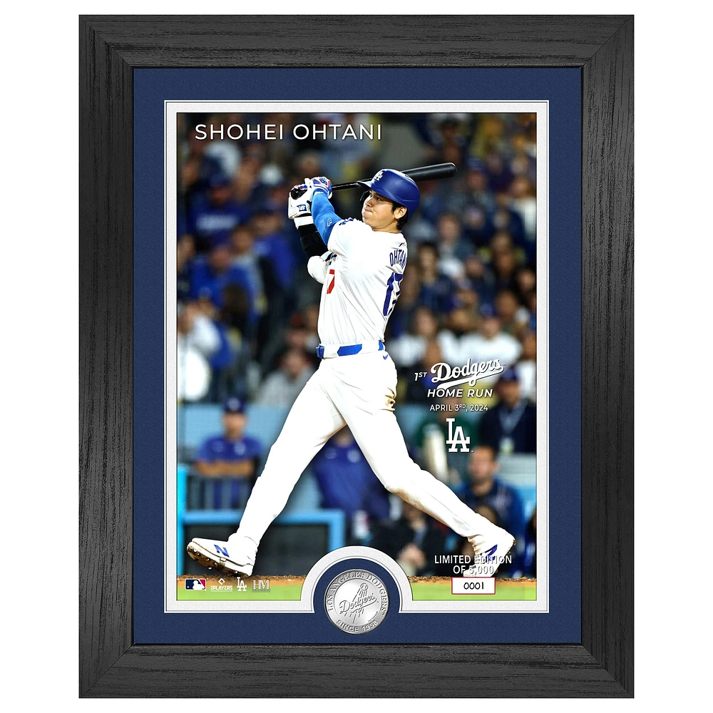 Highland Mint Shohei Ohtani Los Angeles Dodgers 13" x 16" First Dodger Home Run Silver Coin Photo Mint