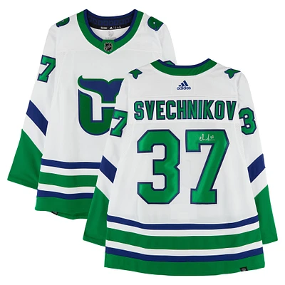 Andrei Svechnikov Carolina Hurricanes Autographed 2023-24 adidas Alternate Whalers Authentic Jersey