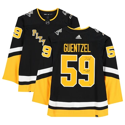 Jake Guentzel Pittsburgh Penguins Autographed Black Alternate adidas Authentic Jersey with Multiple Inscriptions - Limited Edition of 24