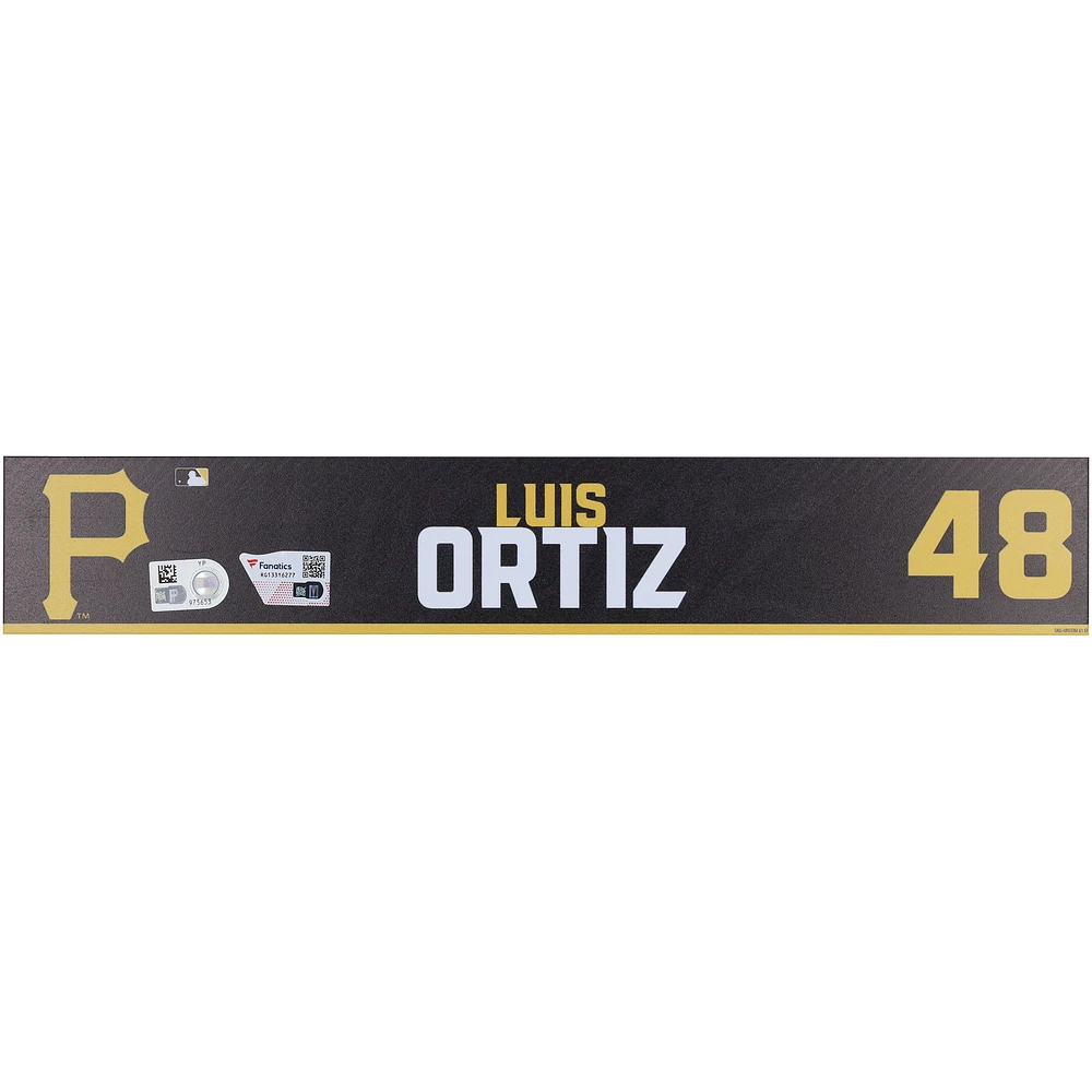Luis Ortiz Pittsburgh Pirates Player-Issued #48 Black Nameplate from 2024 MLB Spring Training