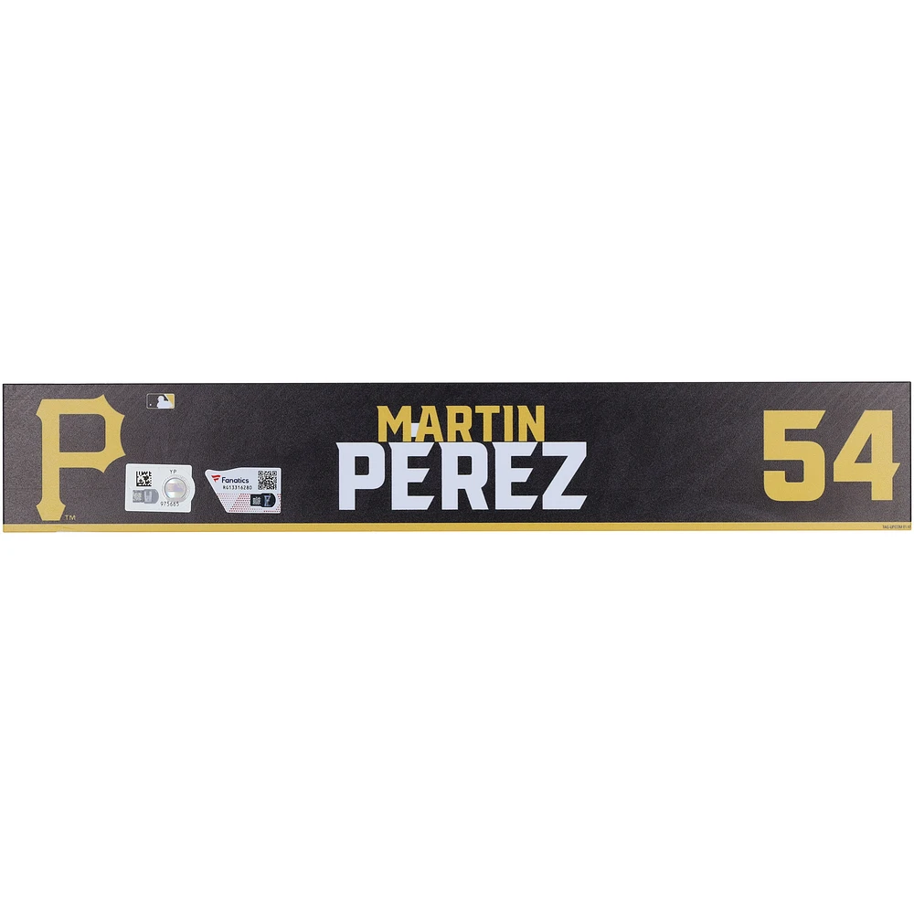Martin Perez Pittsburgh Pirates Player-Issued #54 Black Nameplate from 2024 MLB Spring Training