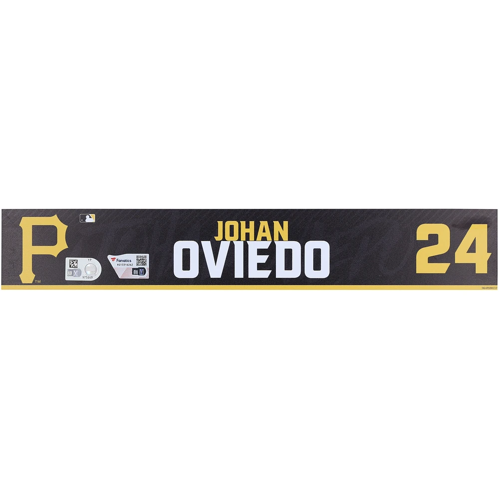 Johan Oviedo Pittsburgh Pirates Player-Issued #24 Black Nameplate from 2024 MLB Spring Training