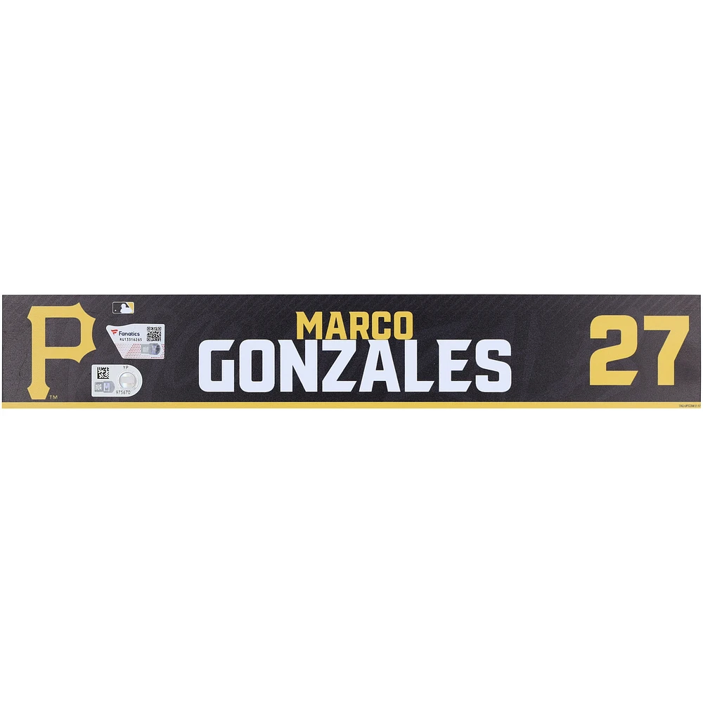 Marco Gonzales Pittsburgh Pirates Player-Issued #27 Black Nameplate from 2024 MLB Spring Training