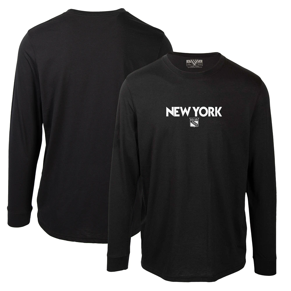 Men's Levelwear Black New York Rangers Oscar City Capsule Long Sleeve T-Shirt