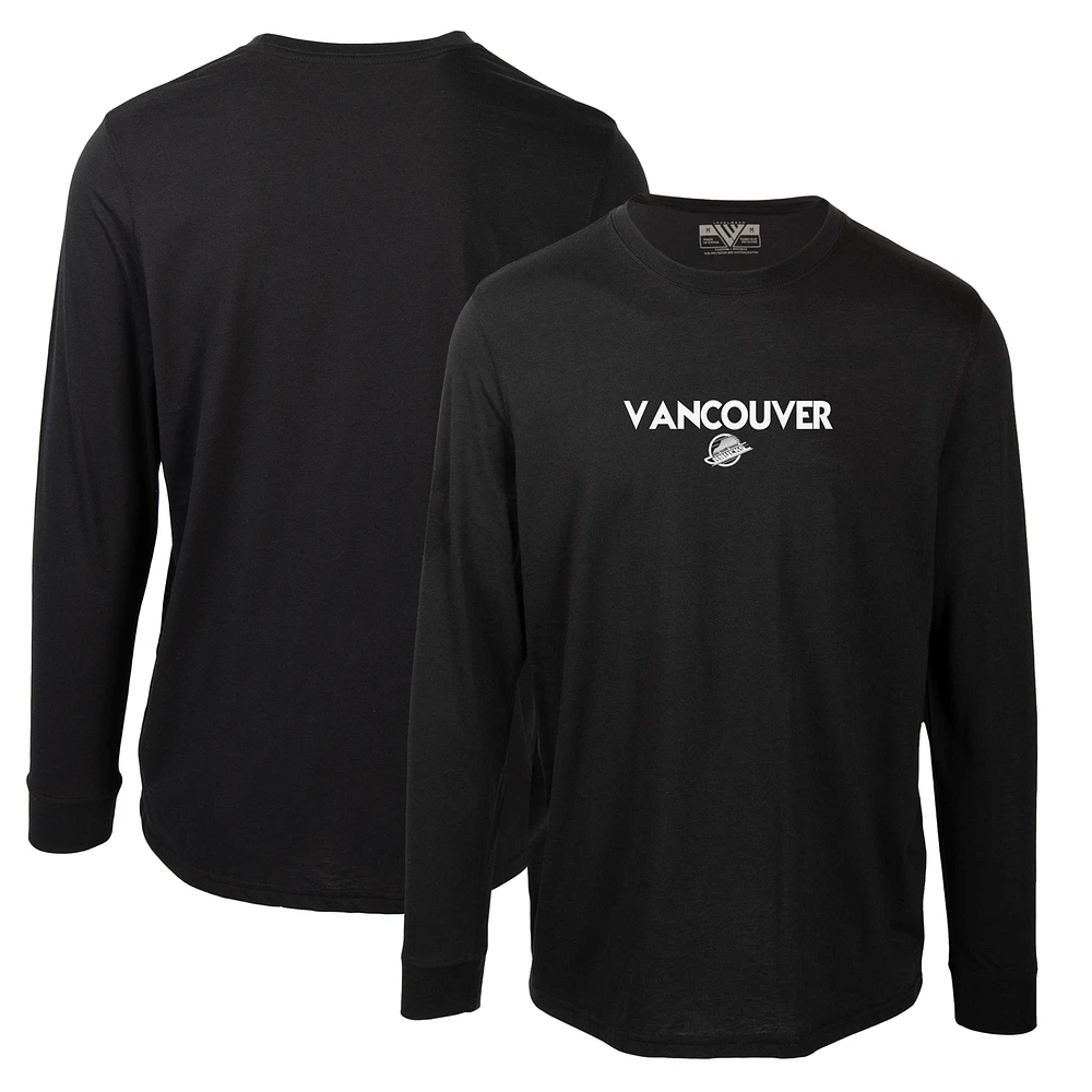 Men's Levelwear Black Vancouver Canucks Oscar City Capsule Long Sleeve T-Shirt