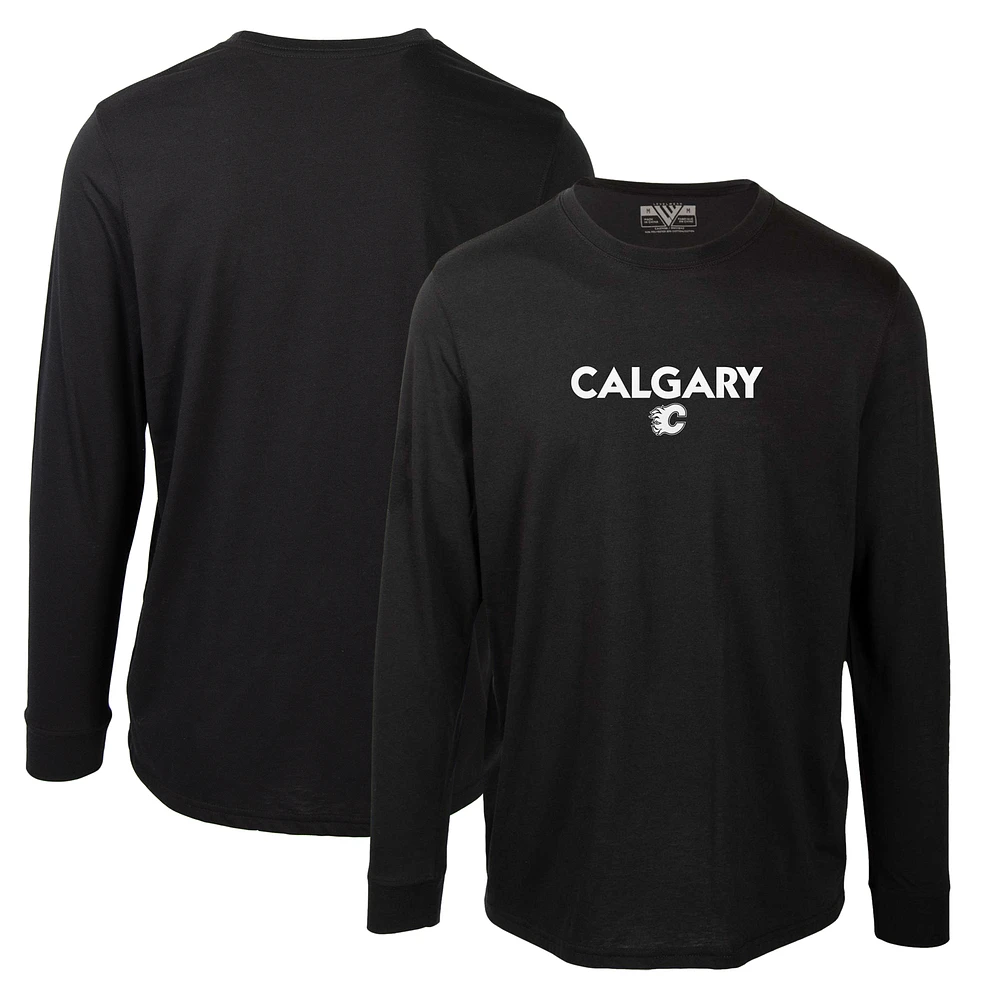 Men's Levelwear Black Calgary Flames Oscar City Capsule Long Sleeve T-Shirt