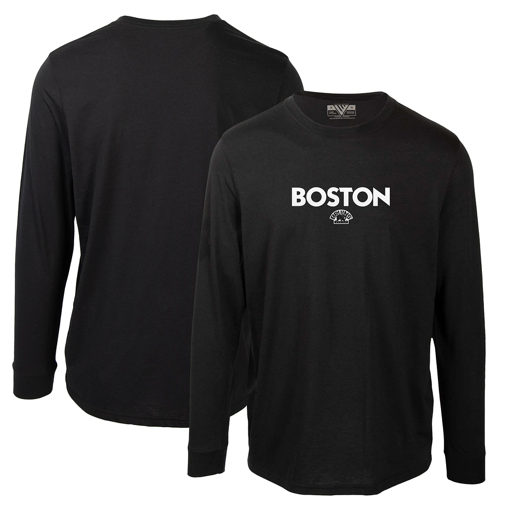 Men's Levelwear Black Boston Bruins Oscar City Capsule Long Sleeve T-Shirt
